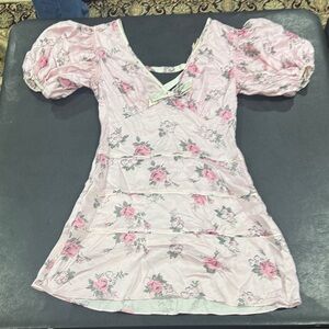 LoveShackFancy Blush Floral Mini Dress